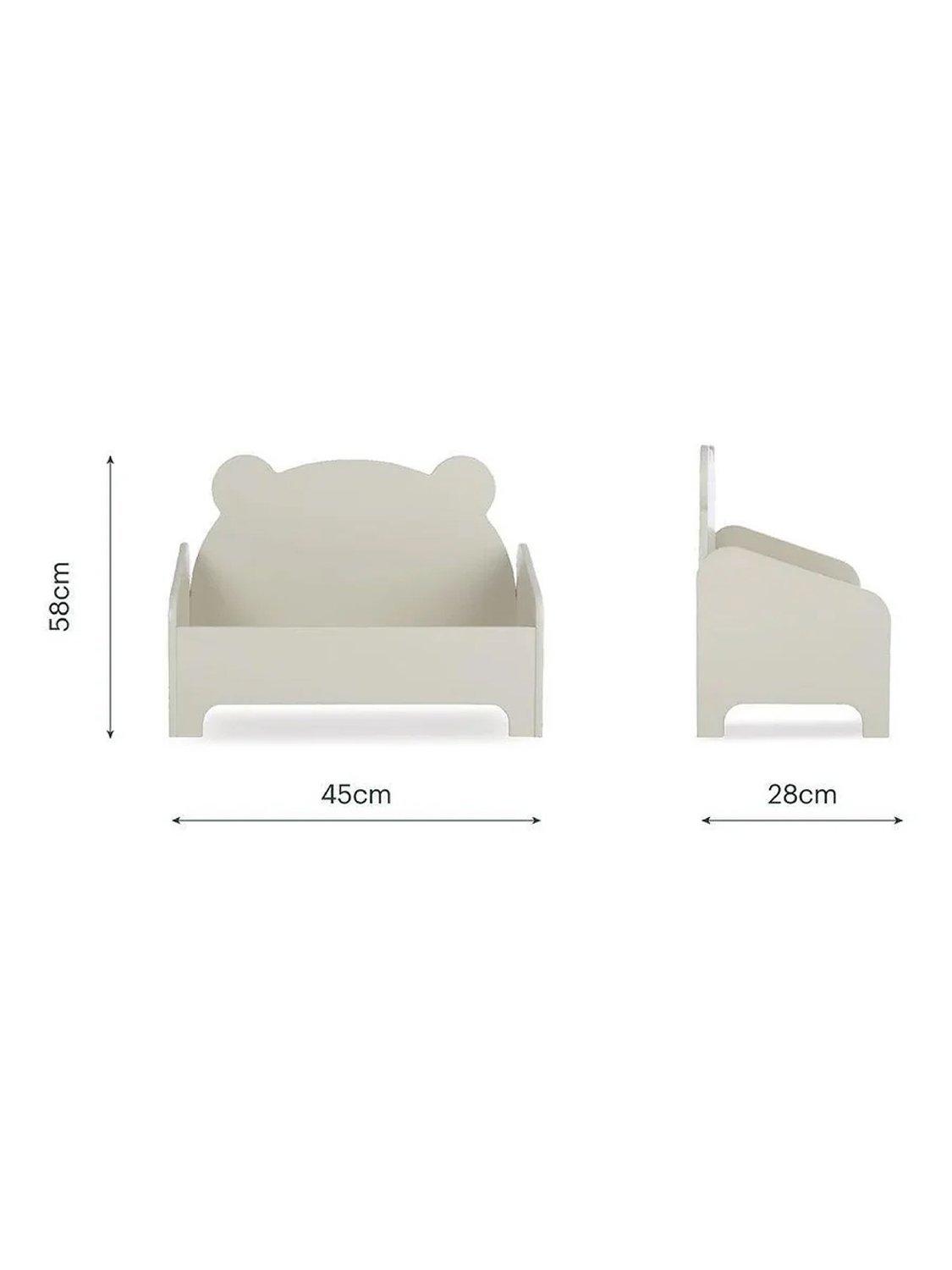 CuddleCo bear book storage in white, imported from the UK