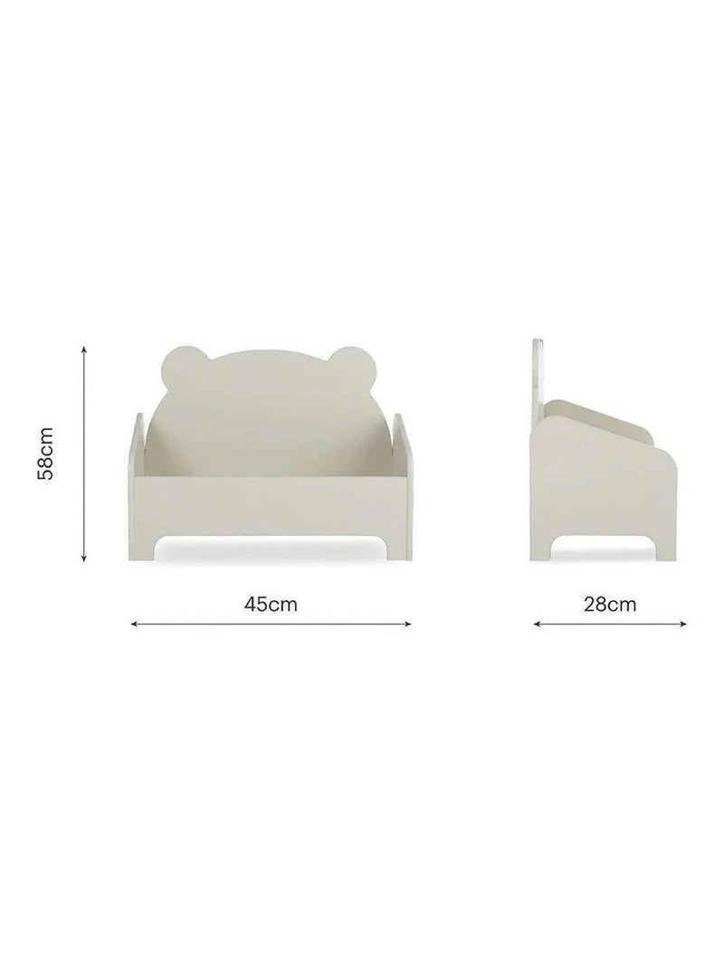 CuddleCo bear book storage in white, imported from the UK