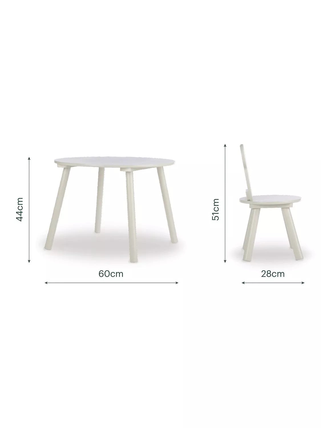CuddleCo white kids table and chairs set, imported from the UK