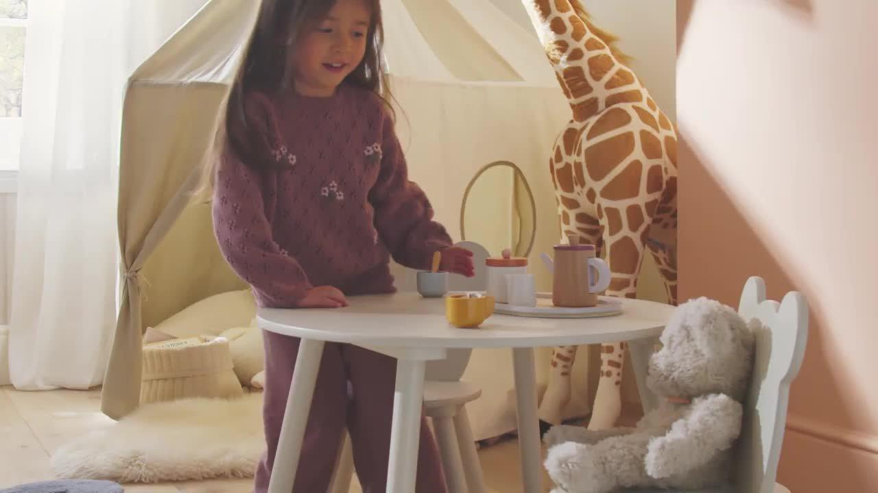 CuddleCo white kids table and chairs set, imported from the UK