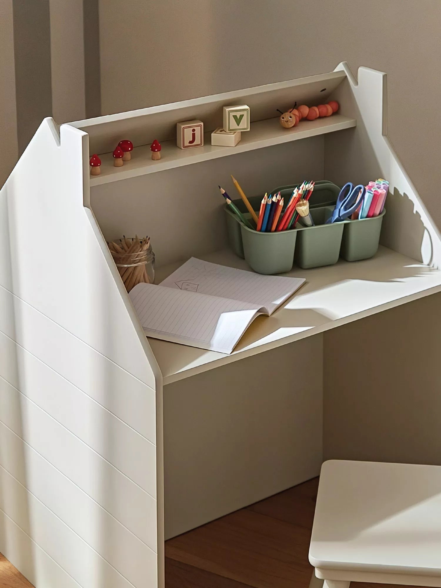 CuddleCo Play House activity desk and chair in white - British product