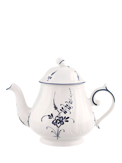 John Lewis Villeroy & Boch Old Luxembourg Porcelain Teapot, Blue/White, 1.13L- Buy online at McGrocer