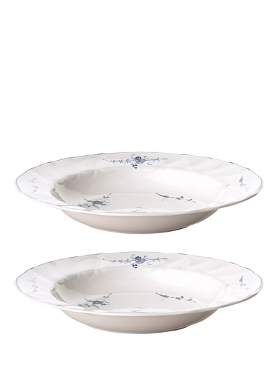 John Lewis Villeroy & Boch Old Luxembourg Porcelain Pasta Bowl Set of 2 White/Blue 25cm- Buy online at McGrocer