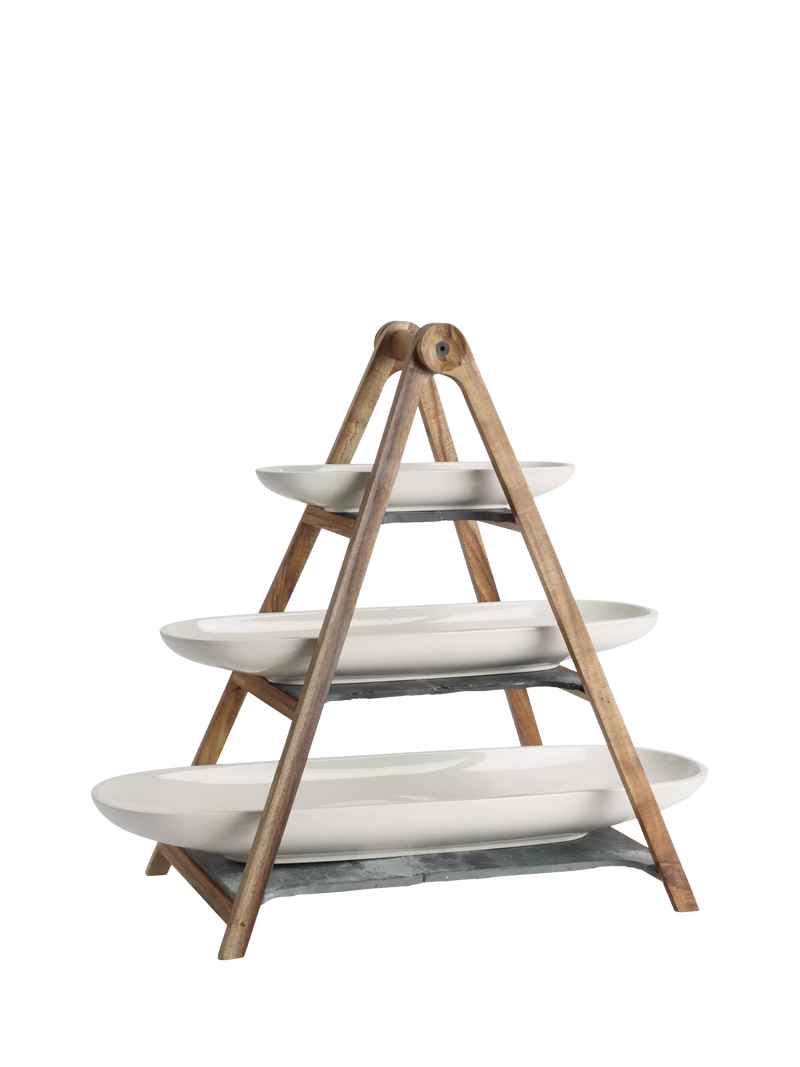 Villeroy & Boch three-tier wooden etagere serving stand, UK version