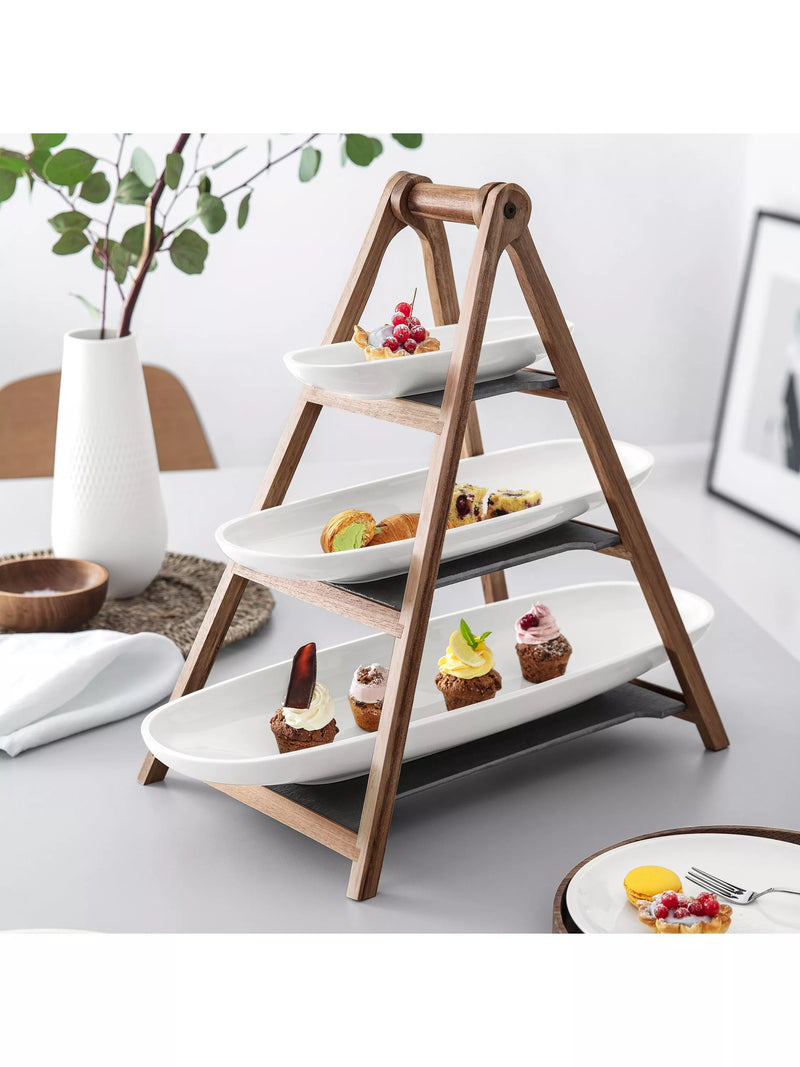 Villeroy & Boch three-tier wooden etagere serving stand, UK version