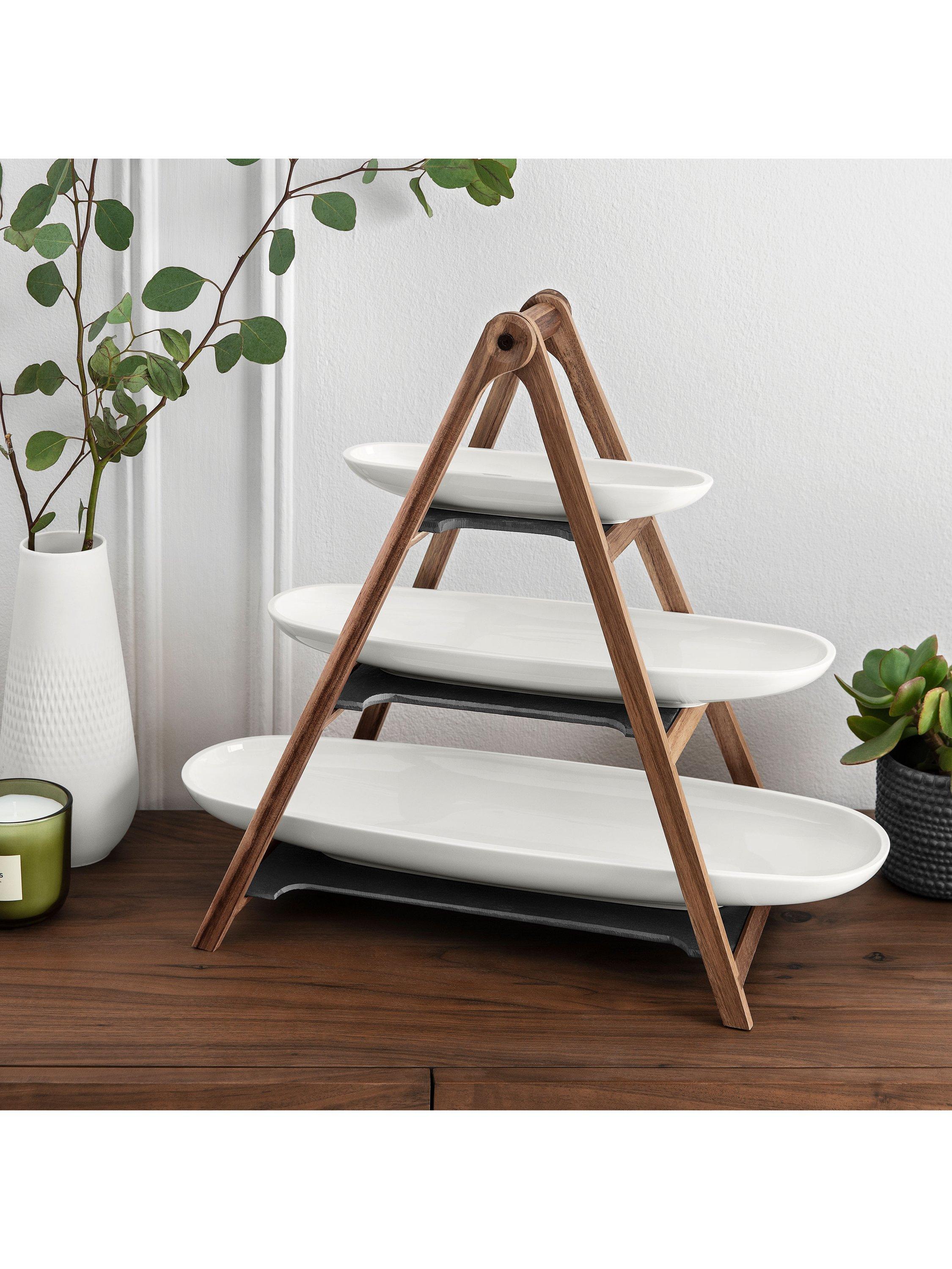 Villeroy & Boch three-tier wooden etagere serving stand, UK version