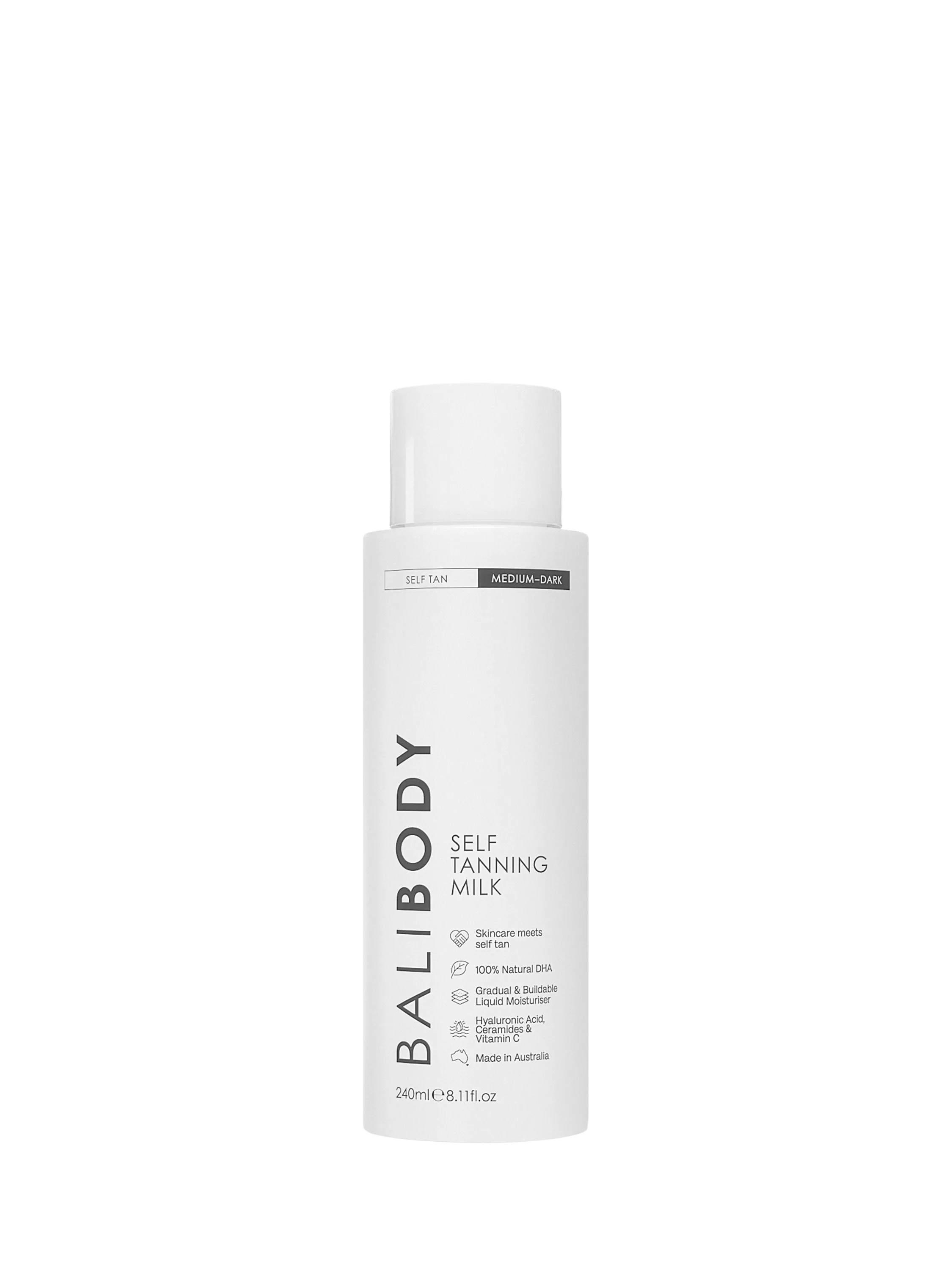 Bali Body self tan body milk 240ml bottle, UK version