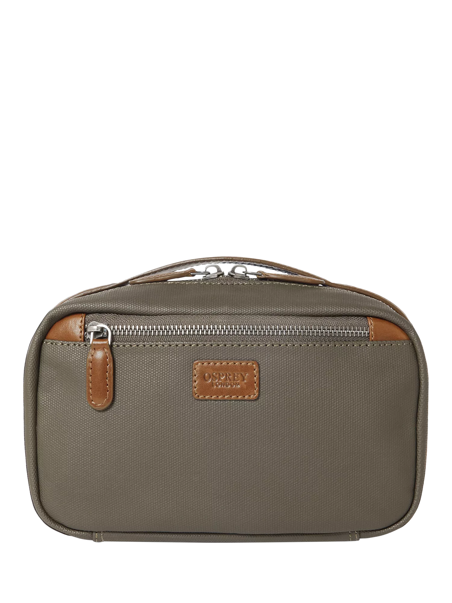 OSPREY LONDON waxed canvas travel pouch khaki chestnut, UK version