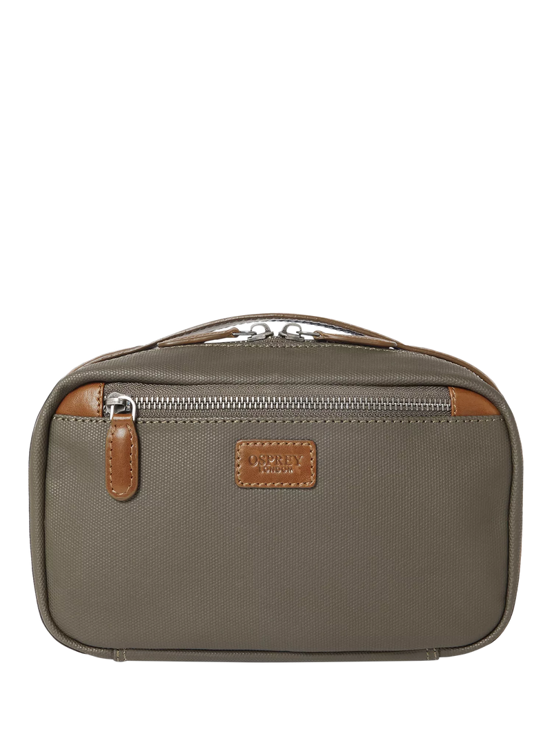 OSPREY LONDON waxed canvas travel pouch khaki chestnut, UK version