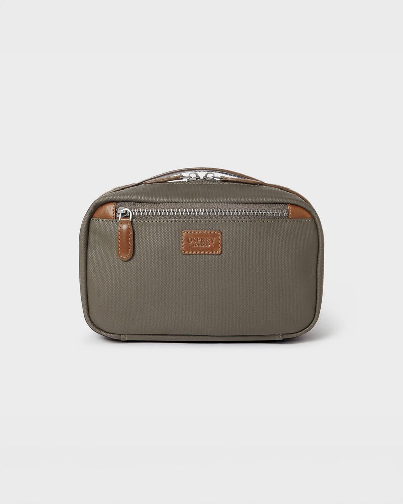 OSPREY LONDON waxed canvas travel pouch khaki chestnut, UK version