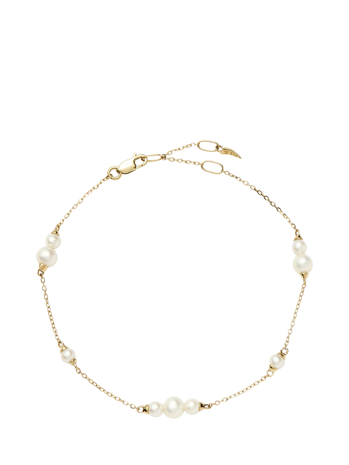 Missoma 14ct yellow gold pearl chain bracelet 21.5cm, UK version