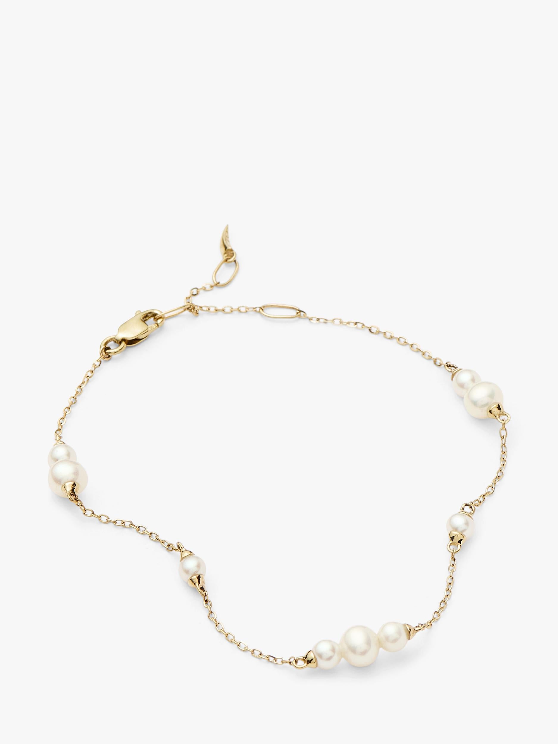 Missoma 14ct yellow gold pearl chain bracelet 21.5cm, UK version