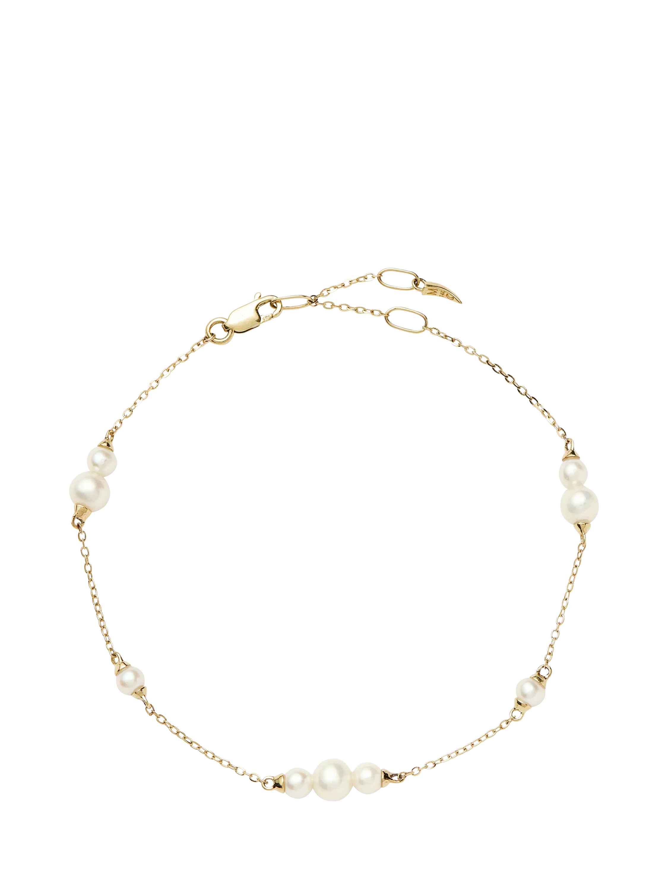 Missoma 14ct Yellow Gold Pearl Chain Bracelet 21.5cm