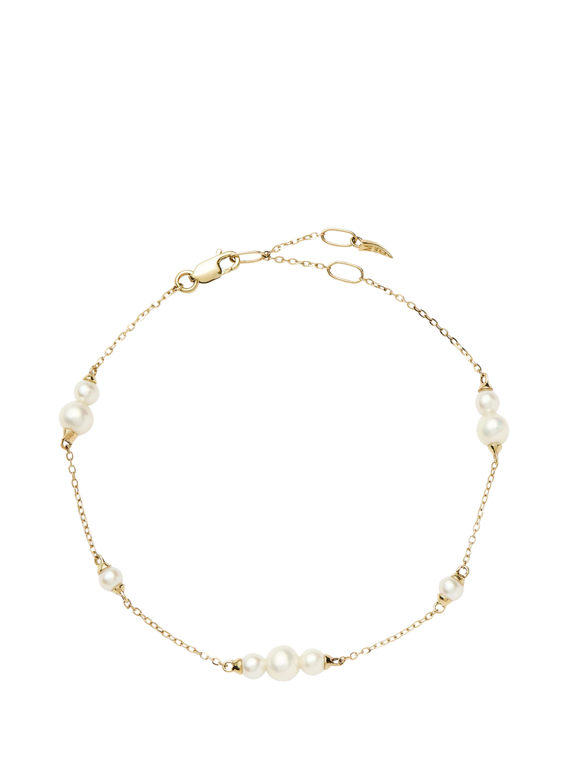 Missoma 14ct Yellow Gold Pearl Chain Bracelet 21.5cm