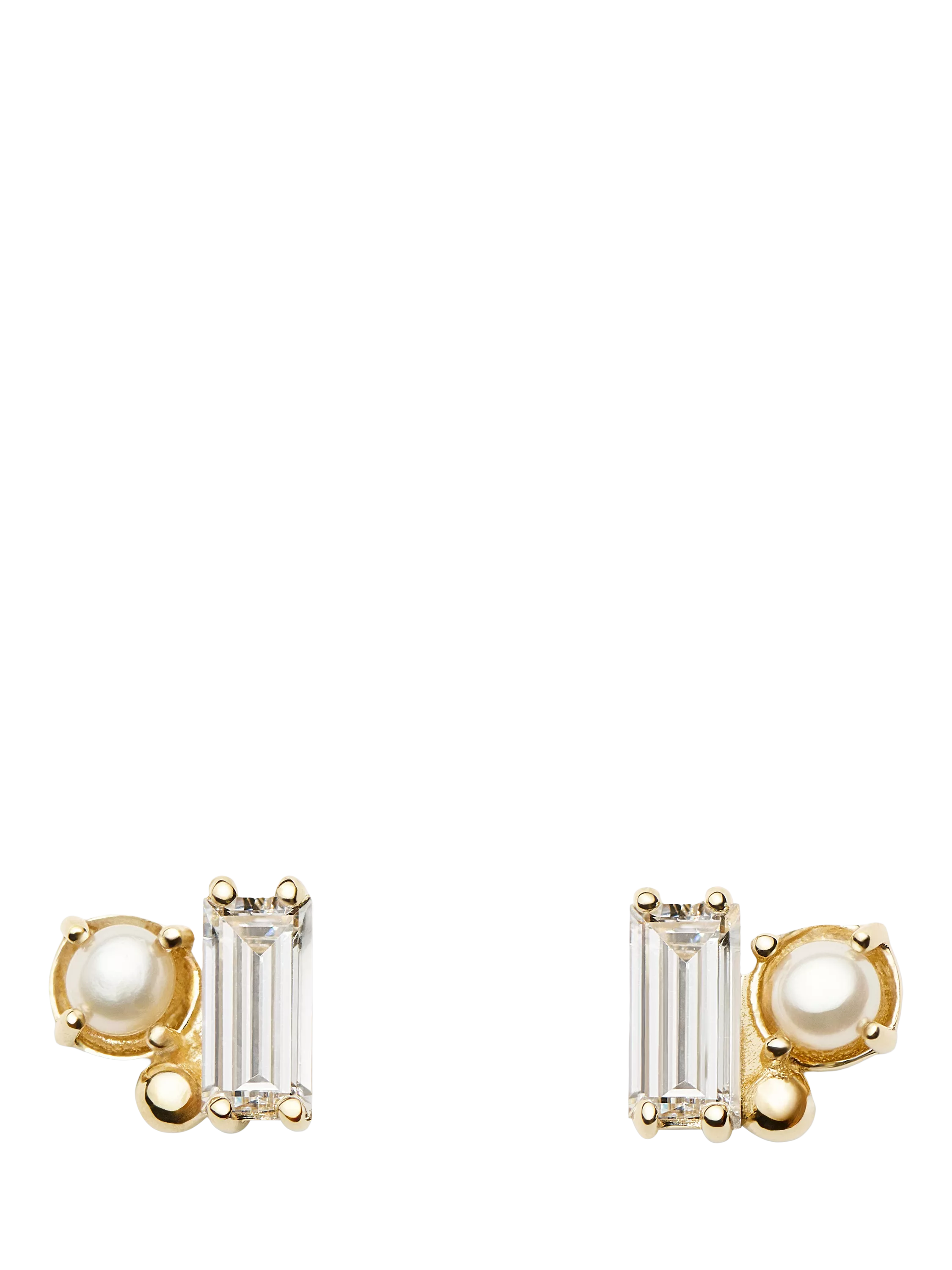 Missoma diamond pearl stud earrings 14ct yellow gold, UK version