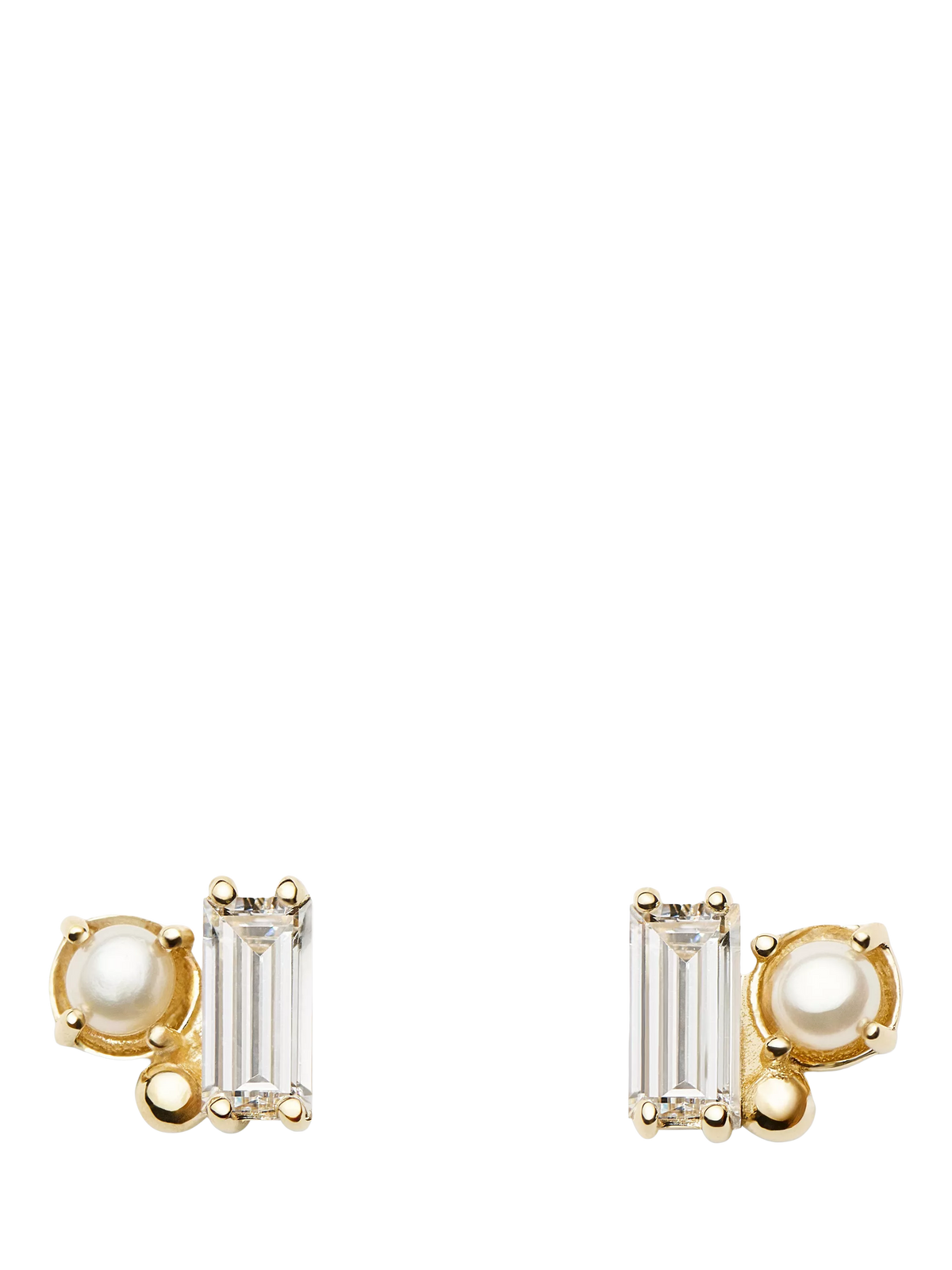 Missoma diamond pearl stud earrings 14ct yellow gold, UK version