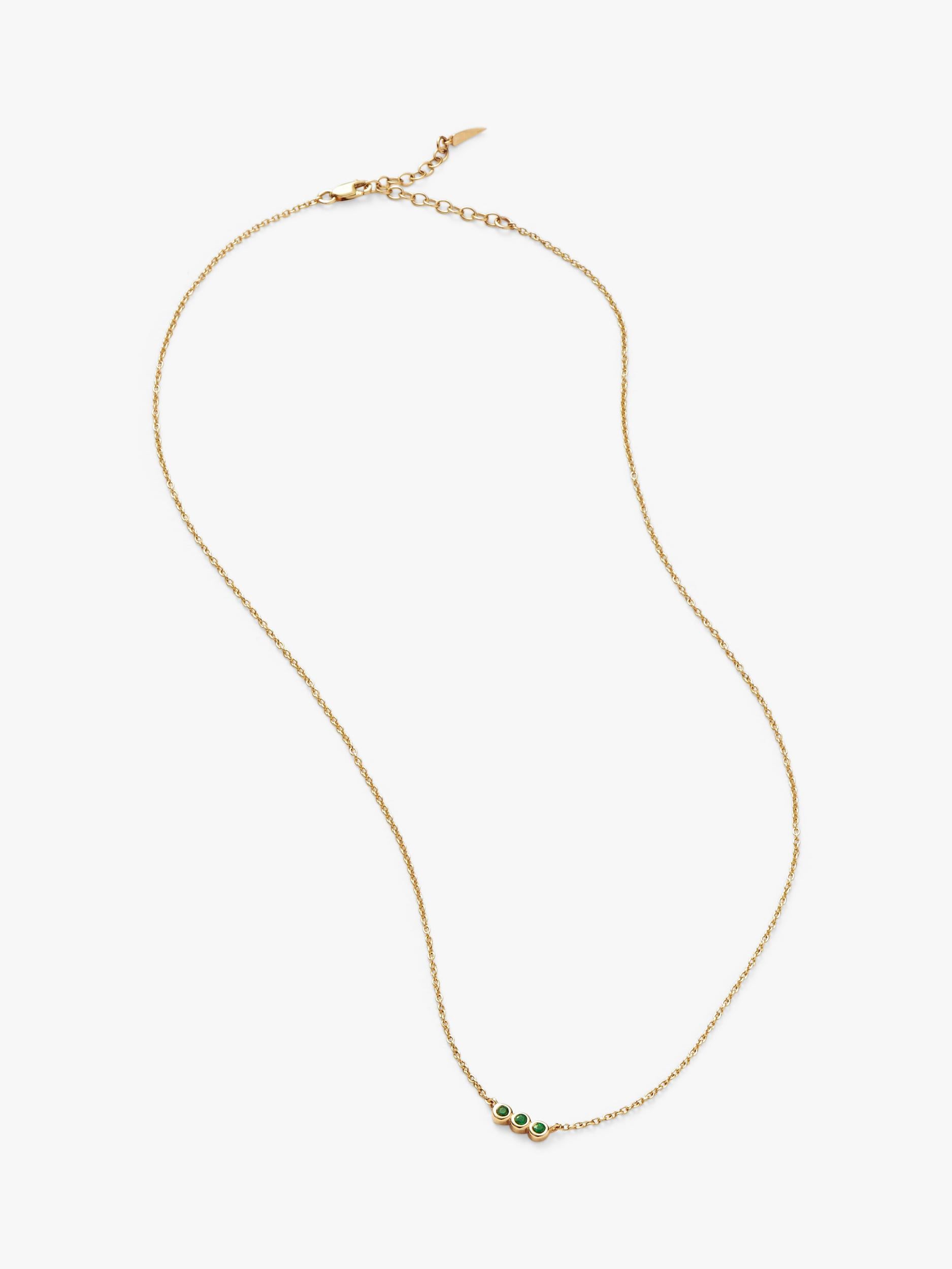 Missoma emerald solitaire trio necklace gold 45cm - British product