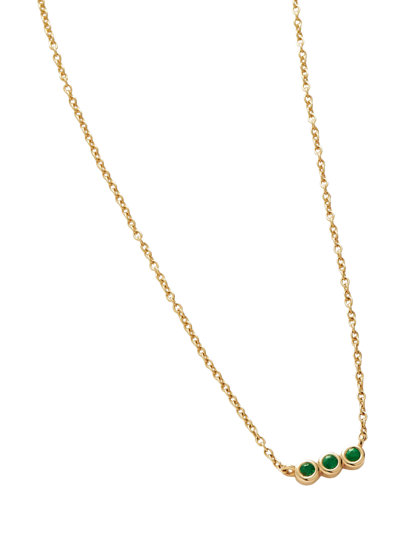 Missoma emerald solitaire trio necklace gold 45cm - British product