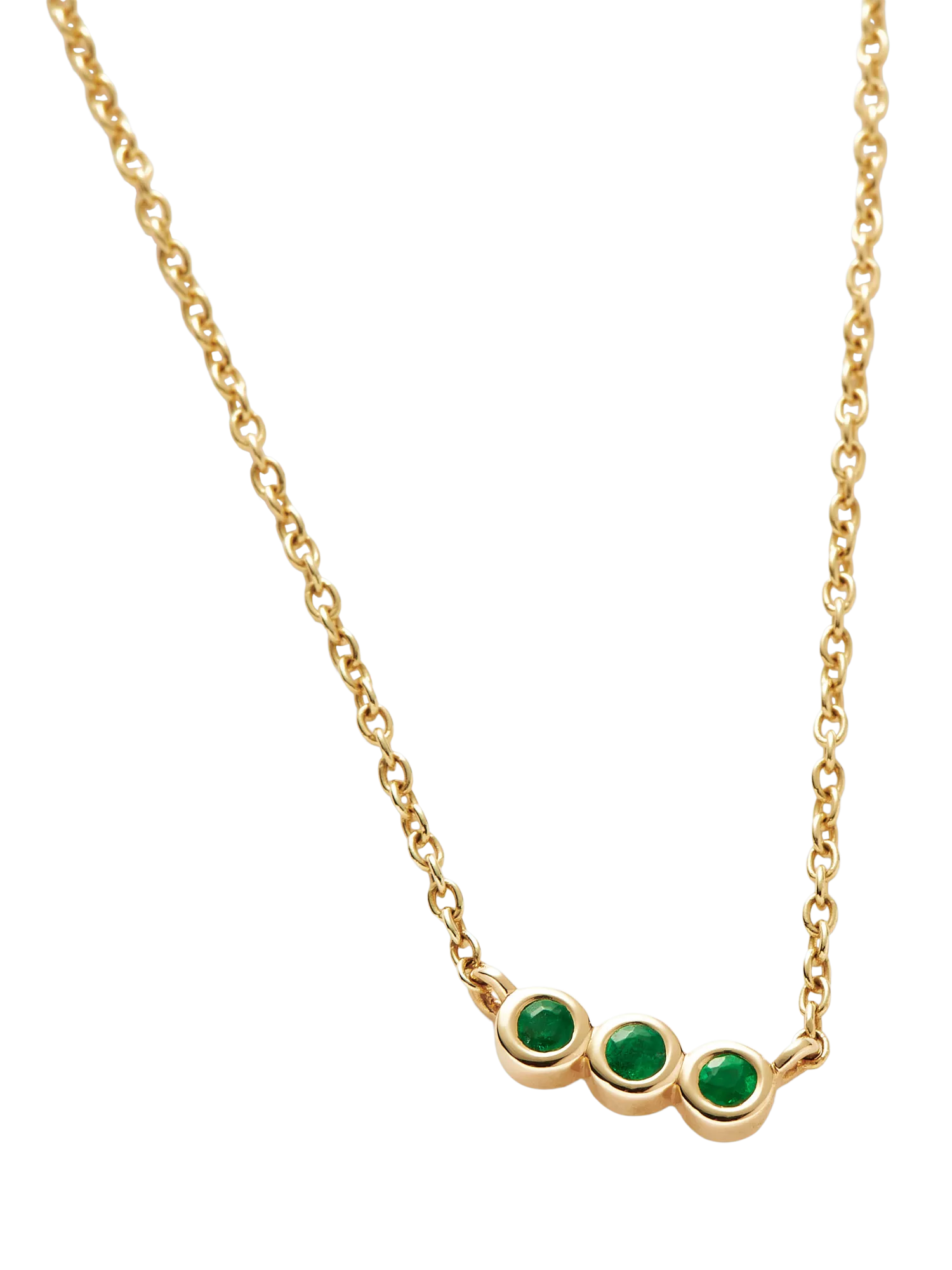 Missoma emerald solitaire trio necklace gold 45cm - British product