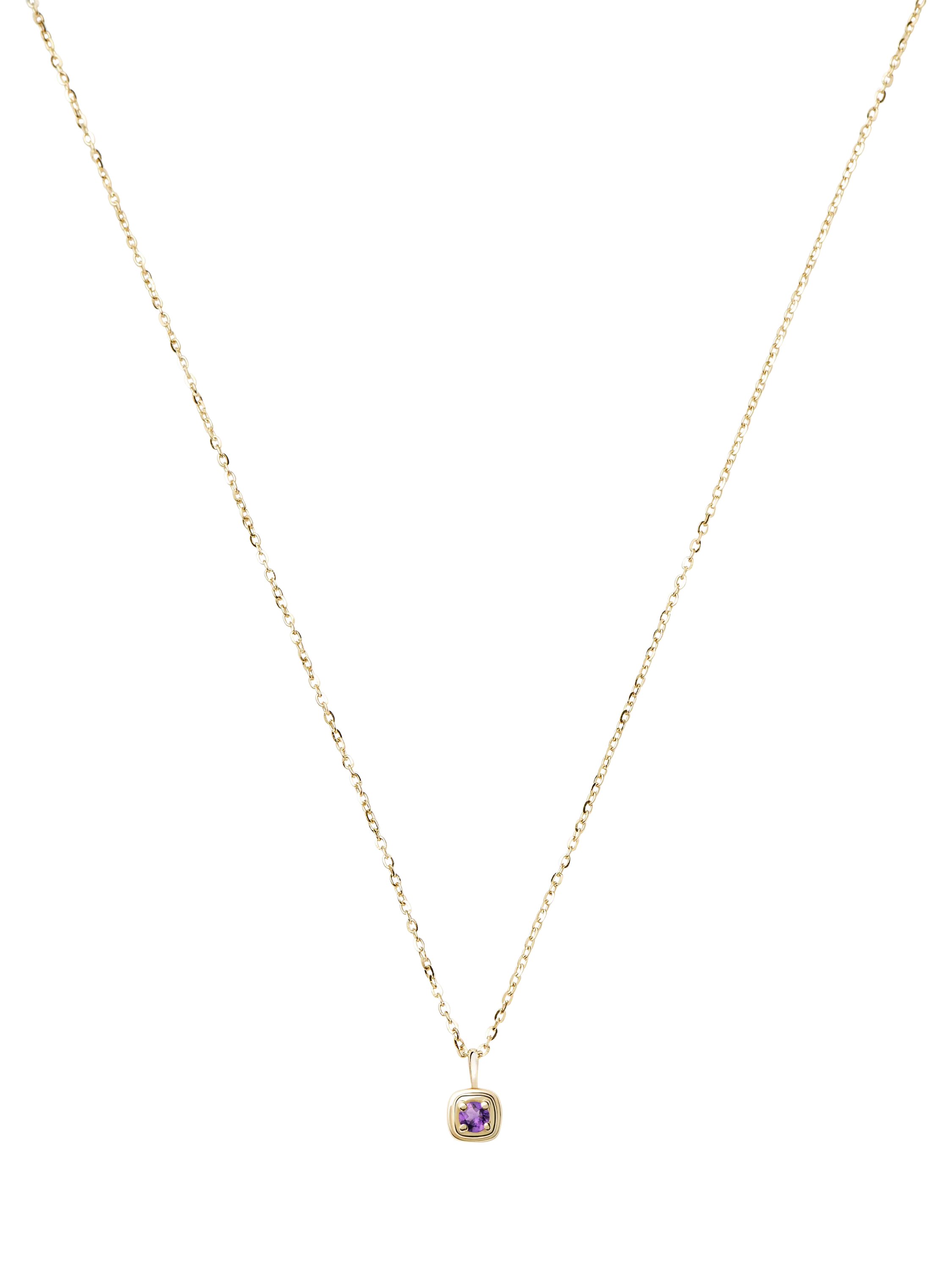 Missoma 14ct yellow gold birthstone pendant necklace with amethyst (British brand)