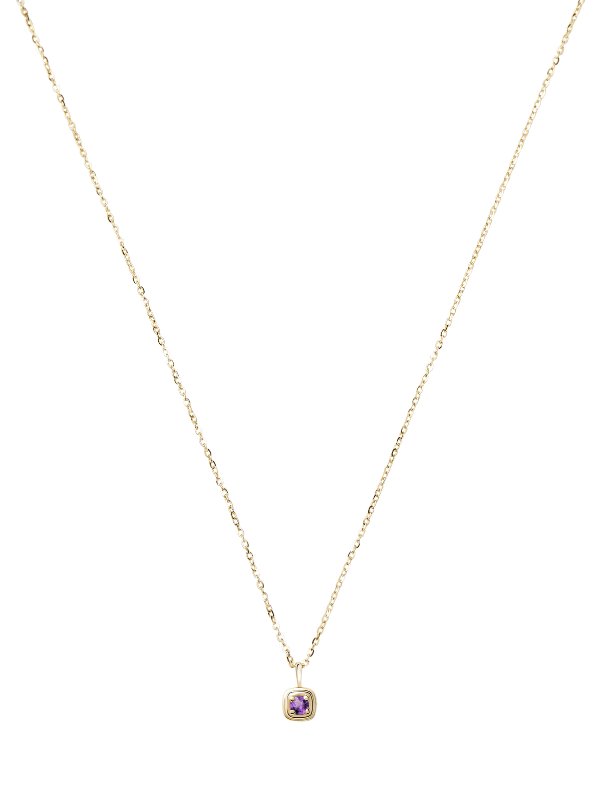Missoma 14ct yellow gold birthstone pendant necklace with amethyst (British brand)