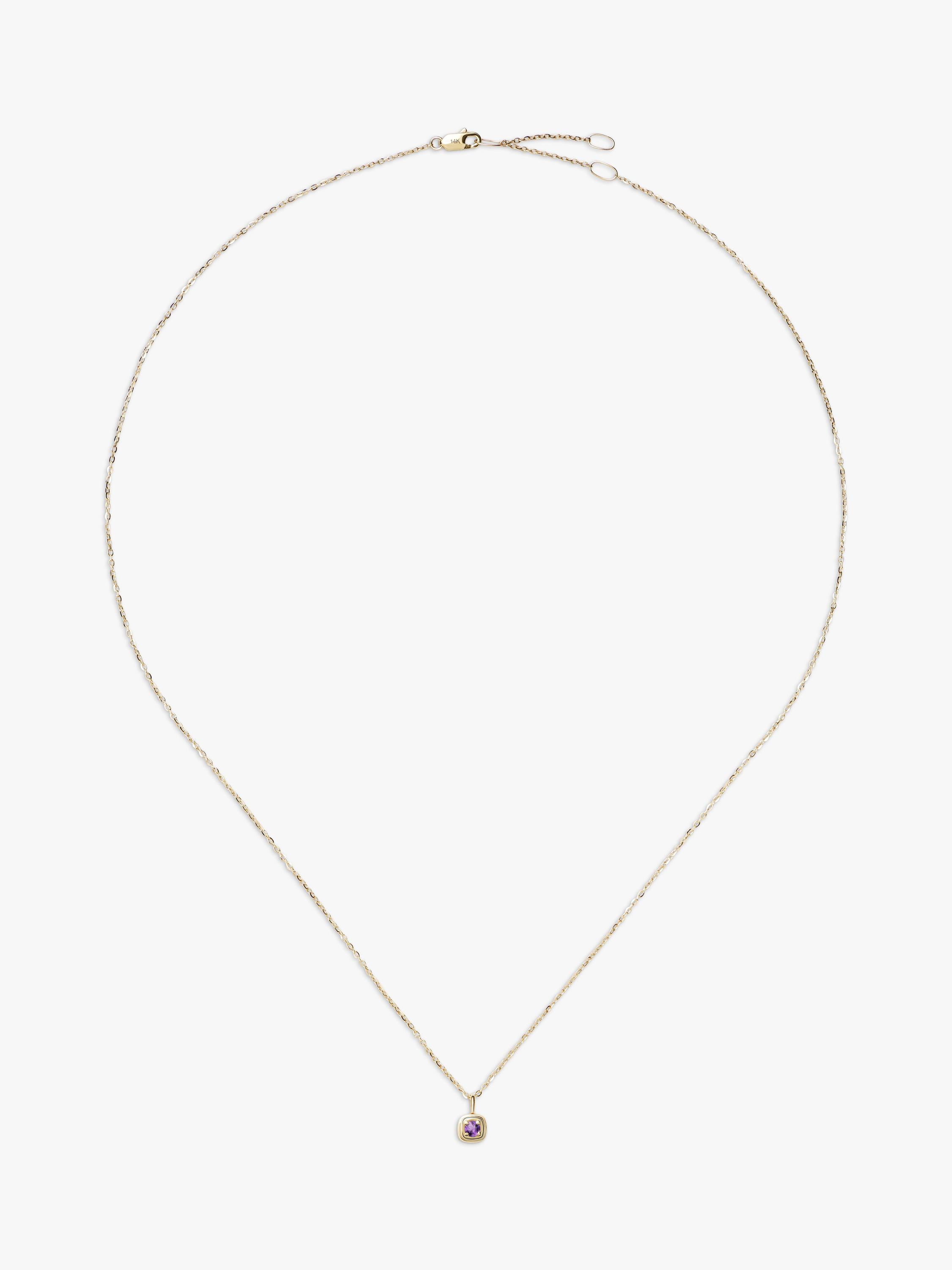 Missoma 14ct yellow gold birthstone pendant necklace with amethyst (British brand)