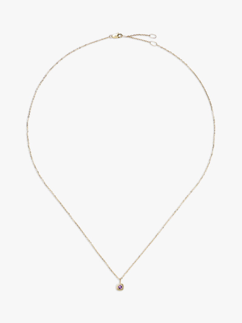 Missoma 14ct yellow gold birthstone pendant necklace with amethyst (British brand)