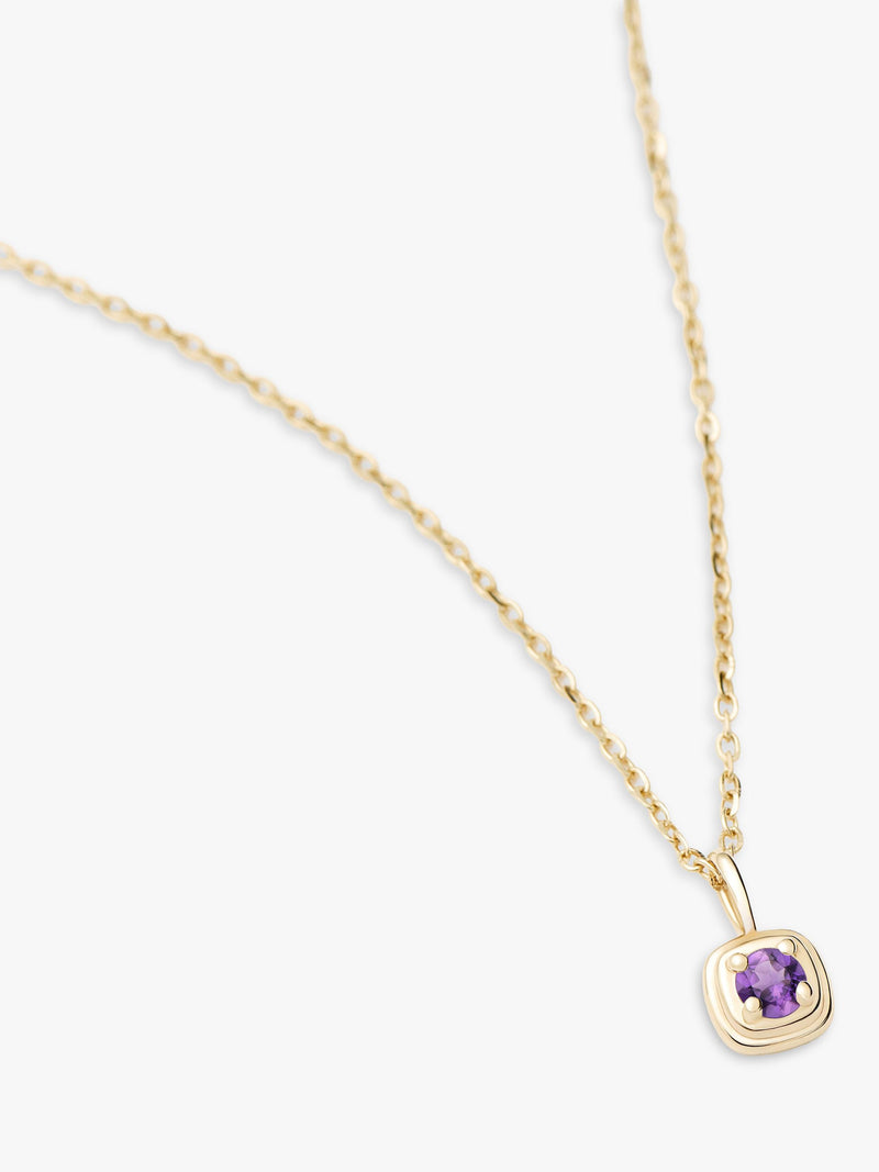 Missoma 14ct yellow gold birthstone pendant necklace with amethyst (British brand)