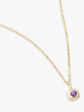 Missoma 14ct yellow gold birthstone pendant necklace with amethyst (British brand)