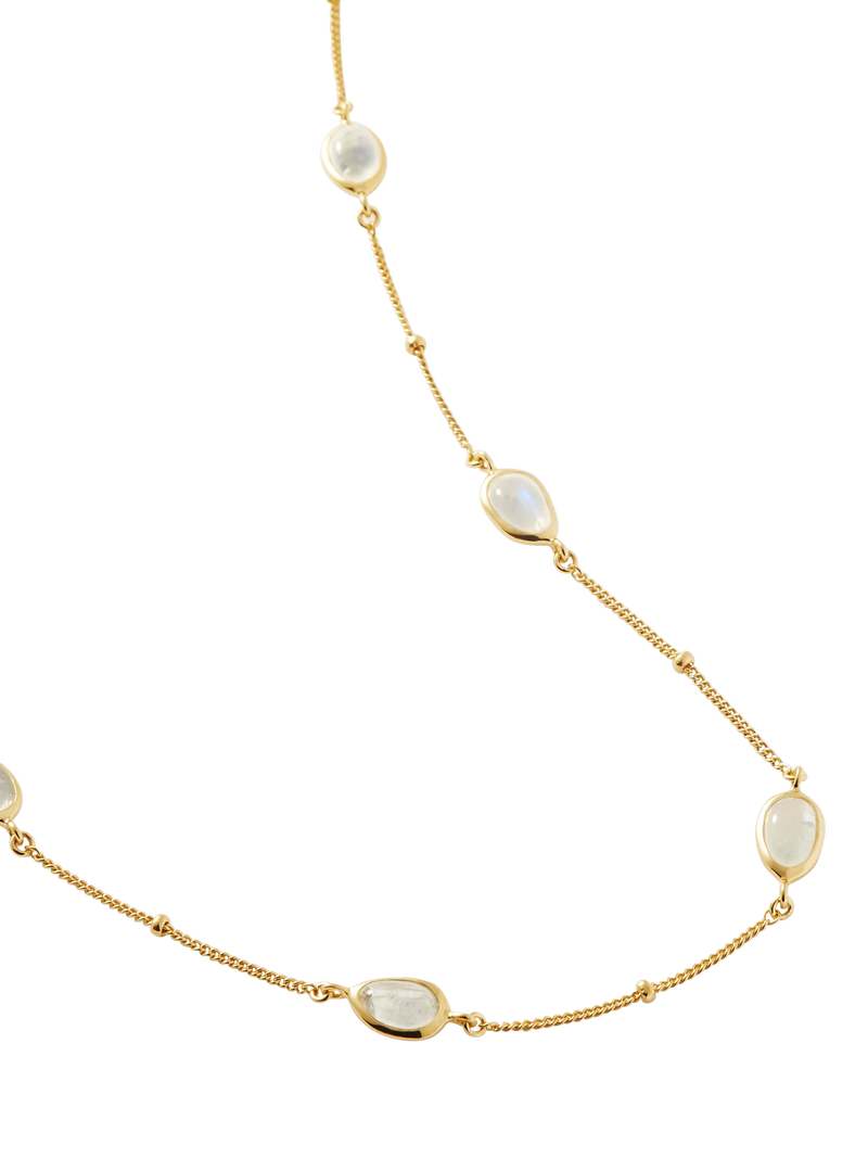 Missoma moonstone charm necklace gold plated vermeil, imported from the UK