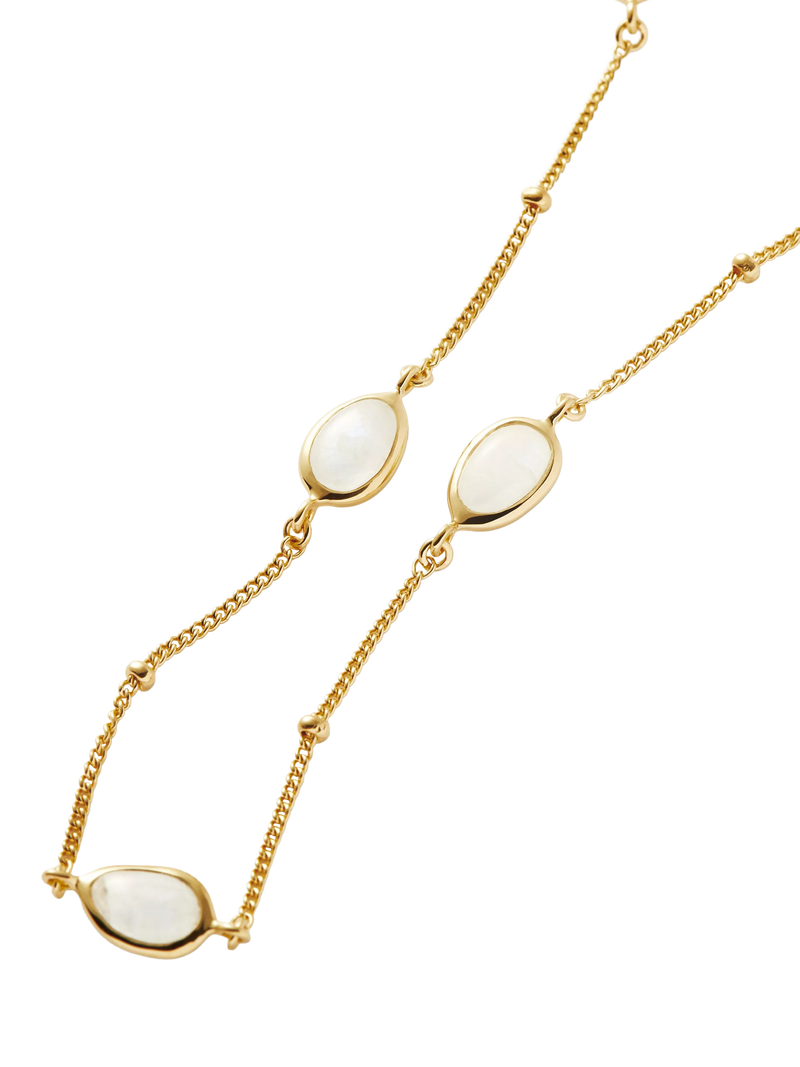 Missoma moonstone charm necklace gold plated vermeil, imported from the UK