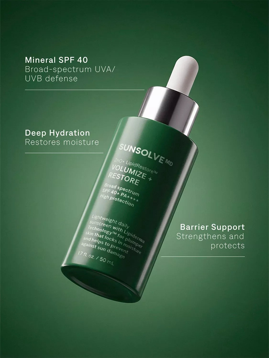 SunsolveMD LipidRestore SPF 40 volumising sunscreen 50ml - British product