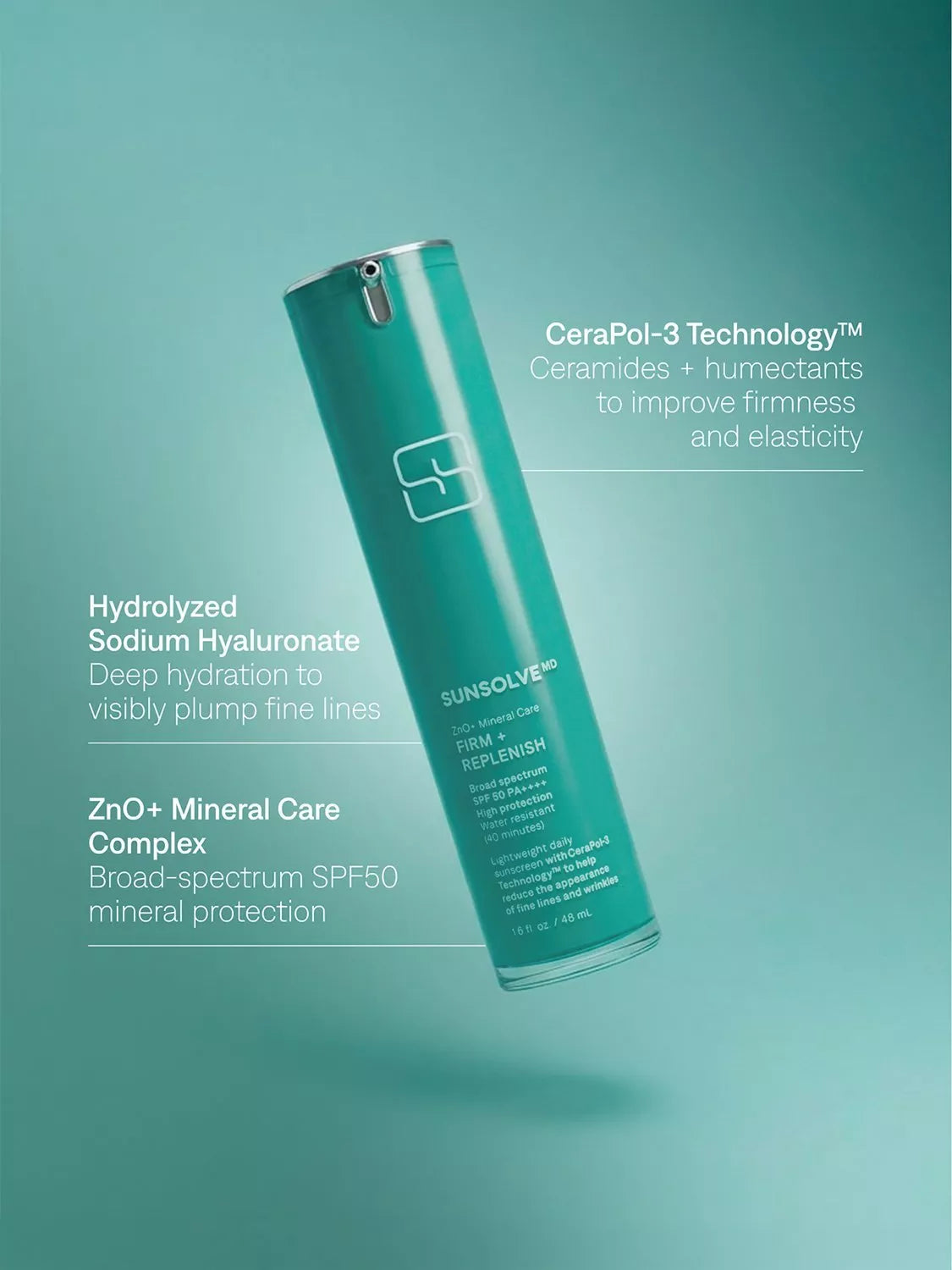 SunsolveMD mineral sunscreen SPF 50 Firm & Replenish 50ml (British brand)