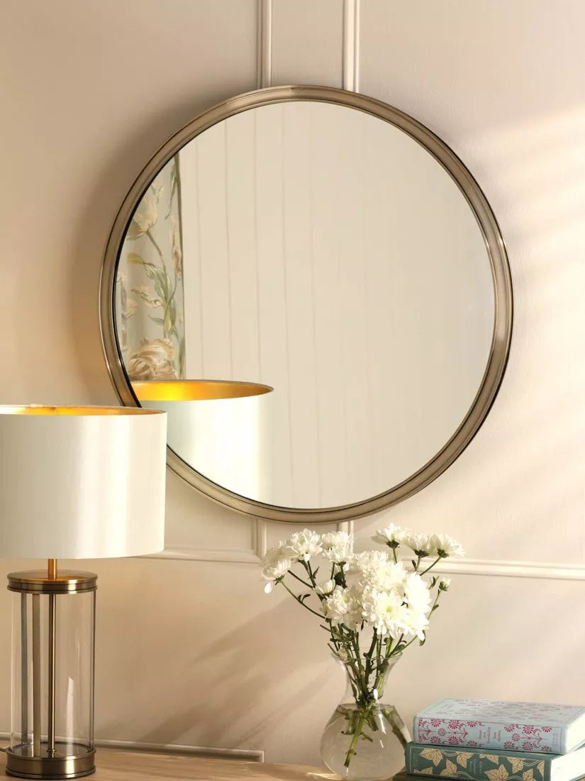 Laura Ashley round wall mirror antique brass 60cm, UK version