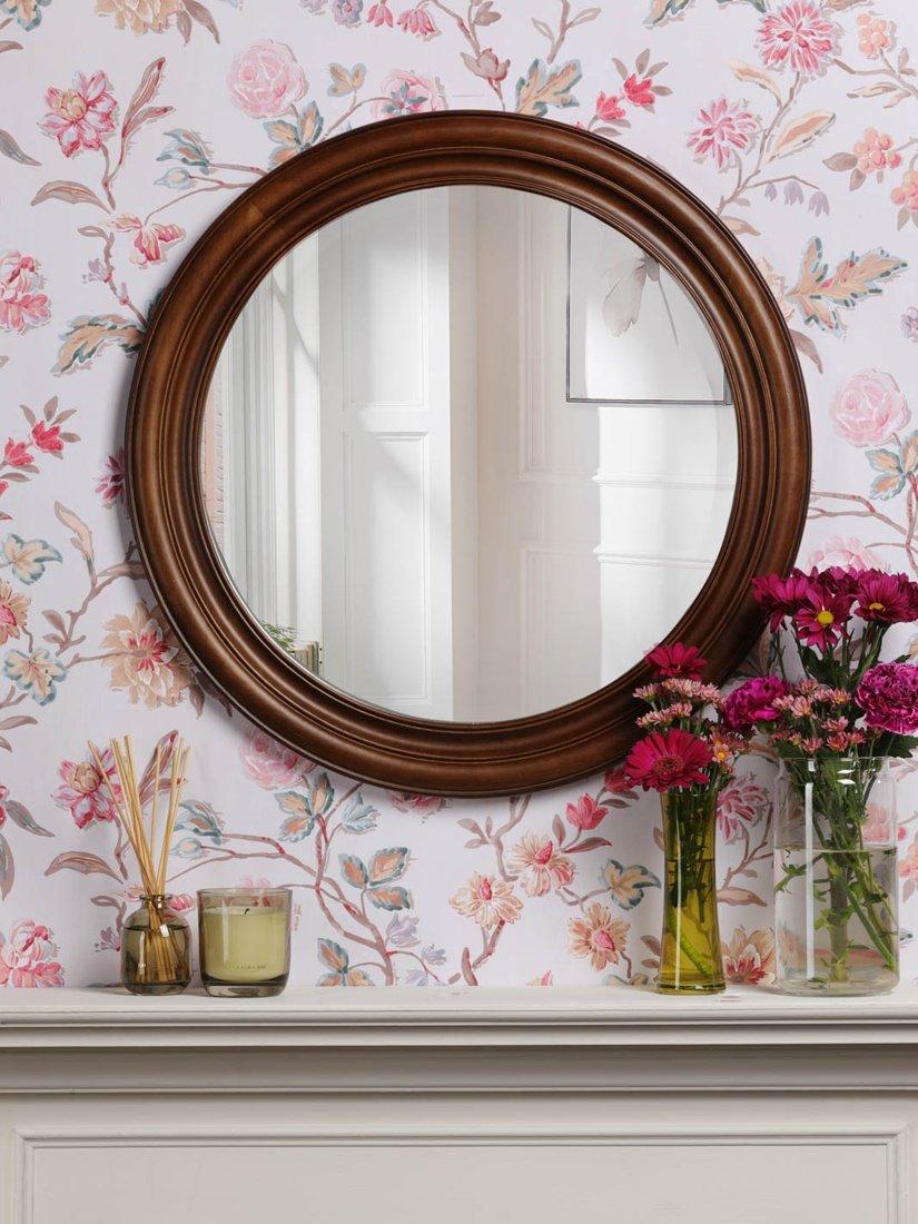 Laura Ashley round wall mirror 60cm dark stain, imported from the UK