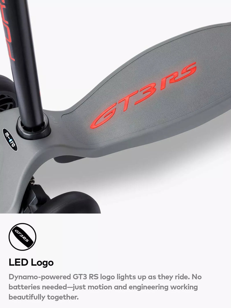 Micro Scooters Kickboard Deluxe LED Porsche Edition scooter metallic stone grey, imported from the UK
