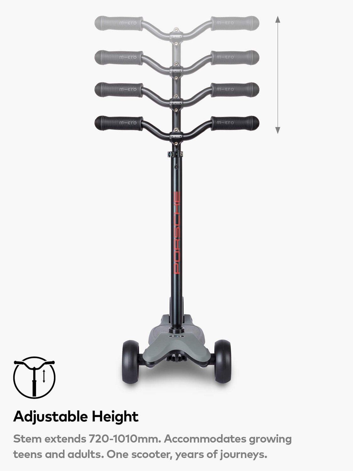 Micro Scooters Kickboard Deluxe LED Porsche Edition scooter metallic stone grey, imported from the UK