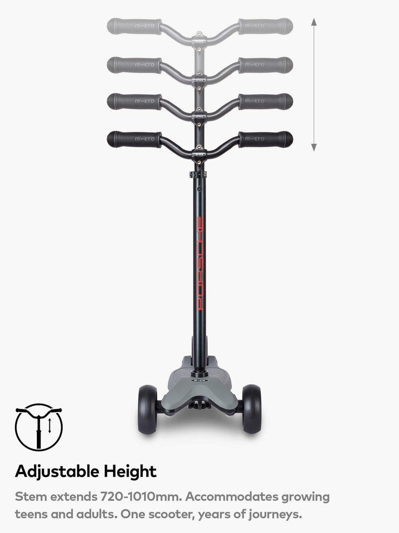 Micro Scooters Kickboard Deluxe LED Porsche Edition scooter metallic stone grey, imported from the UK