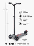 Micro Scooters Kickboard Deluxe LED Porsche Edition scooter metallic stone grey, imported from the UK