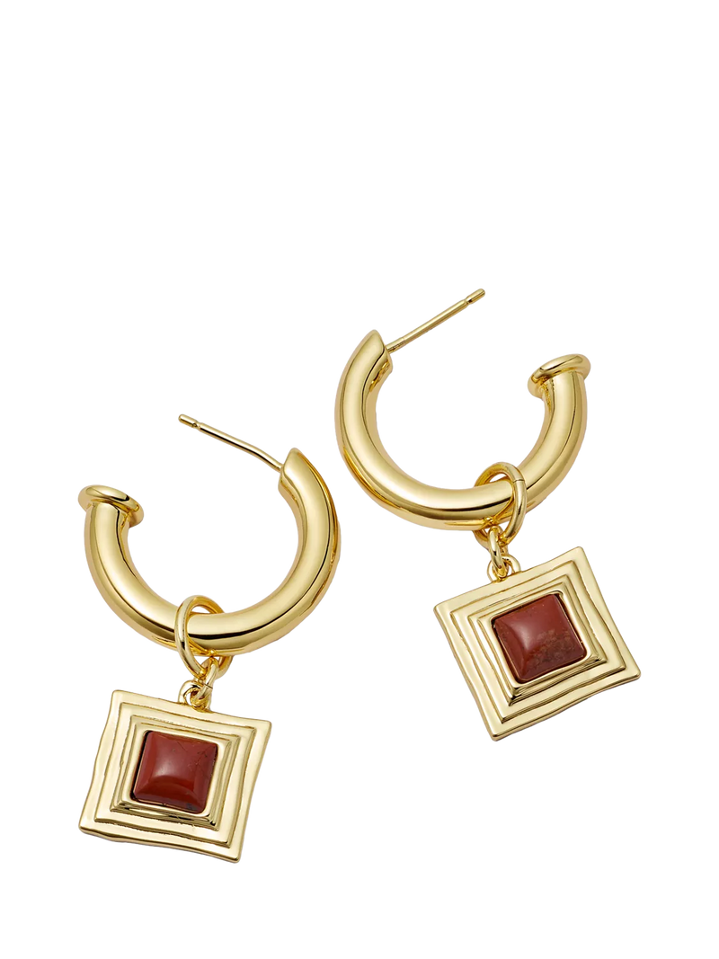 Daisy London jasper drop earrings in gold plated - British product