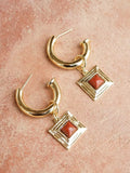 Daisy London jasper drop earrings in gold plated - British product
