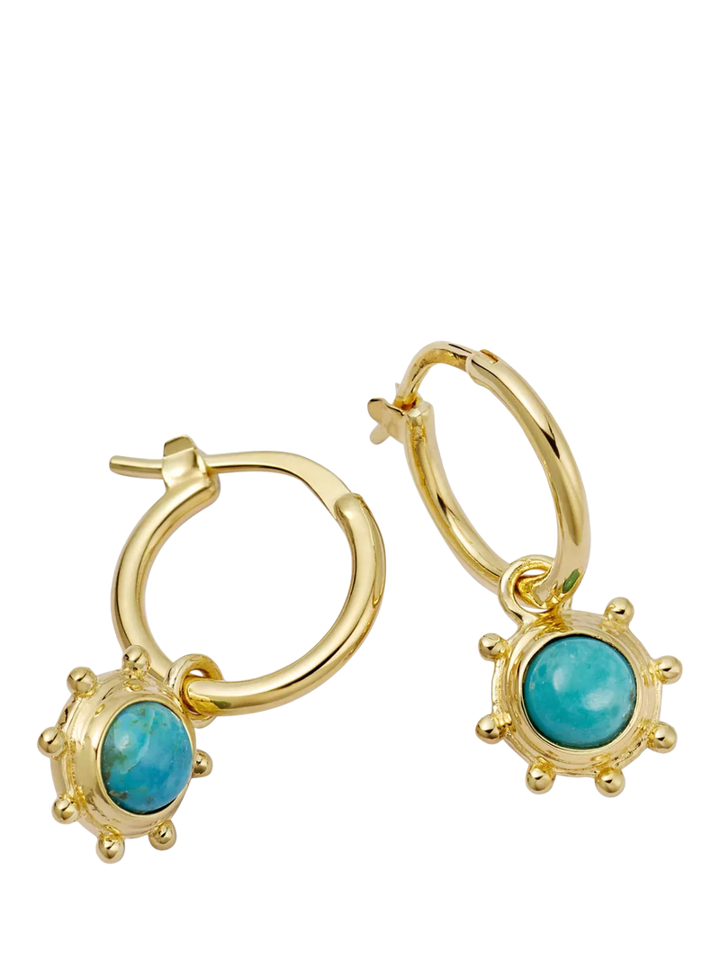 Daisy London gold plated turquoise hoop earrings, UK version