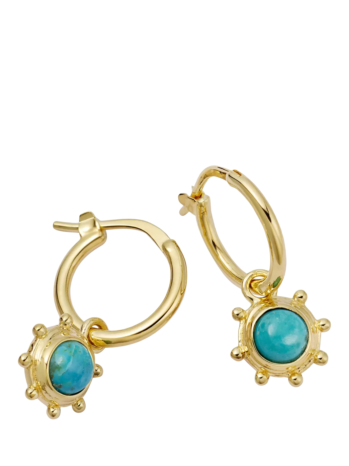 Daisy London gold plated turquoise hoop earrings, UK version