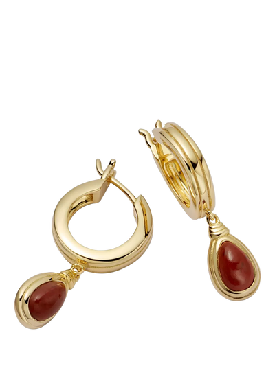 John Lewis Daisy London 18ct Gold Plated Red Jasper Hoop Earrings- Buy online at McGrocer