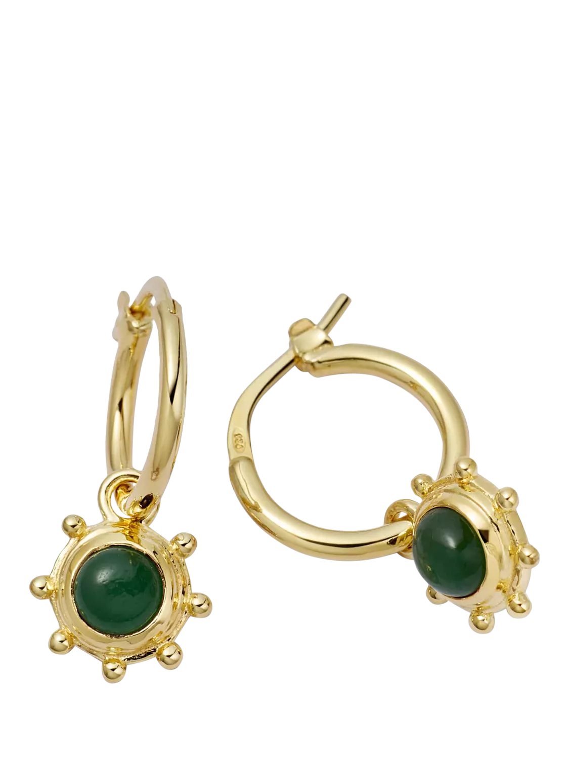 Daisy London aventurine hoop earrings 18ct gold plated - British product