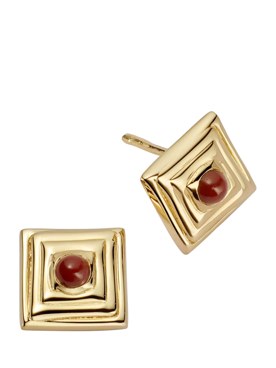 Daisy London 18ct gold plated agate stud earrings 9.3mm (British brand)
