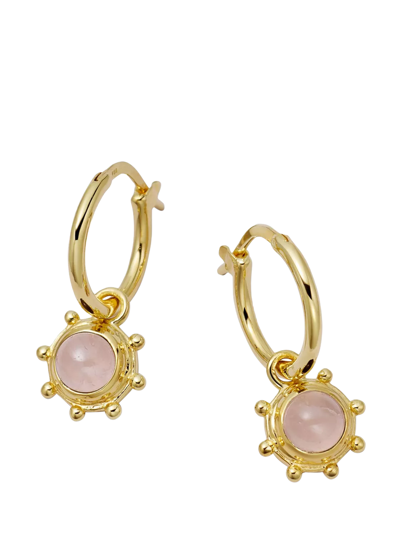 Daisy London rose quartz hoop earrings, imported from the UK