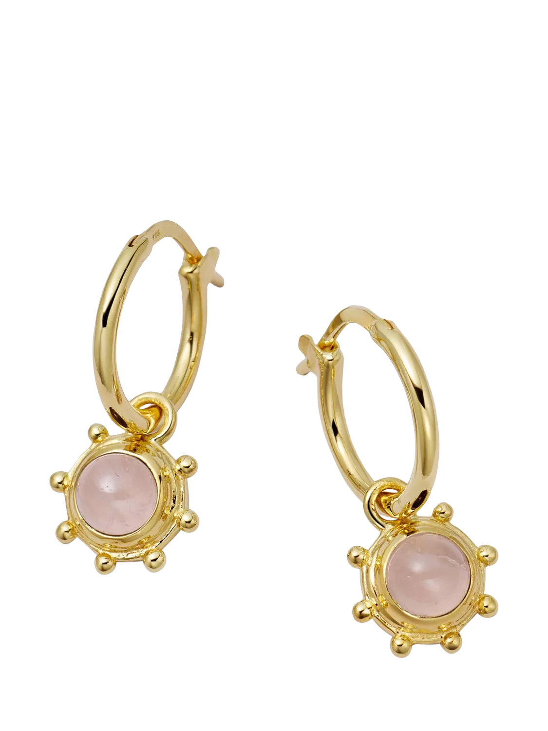 Daisy London rose quartz hoop earrings, imported from the UK