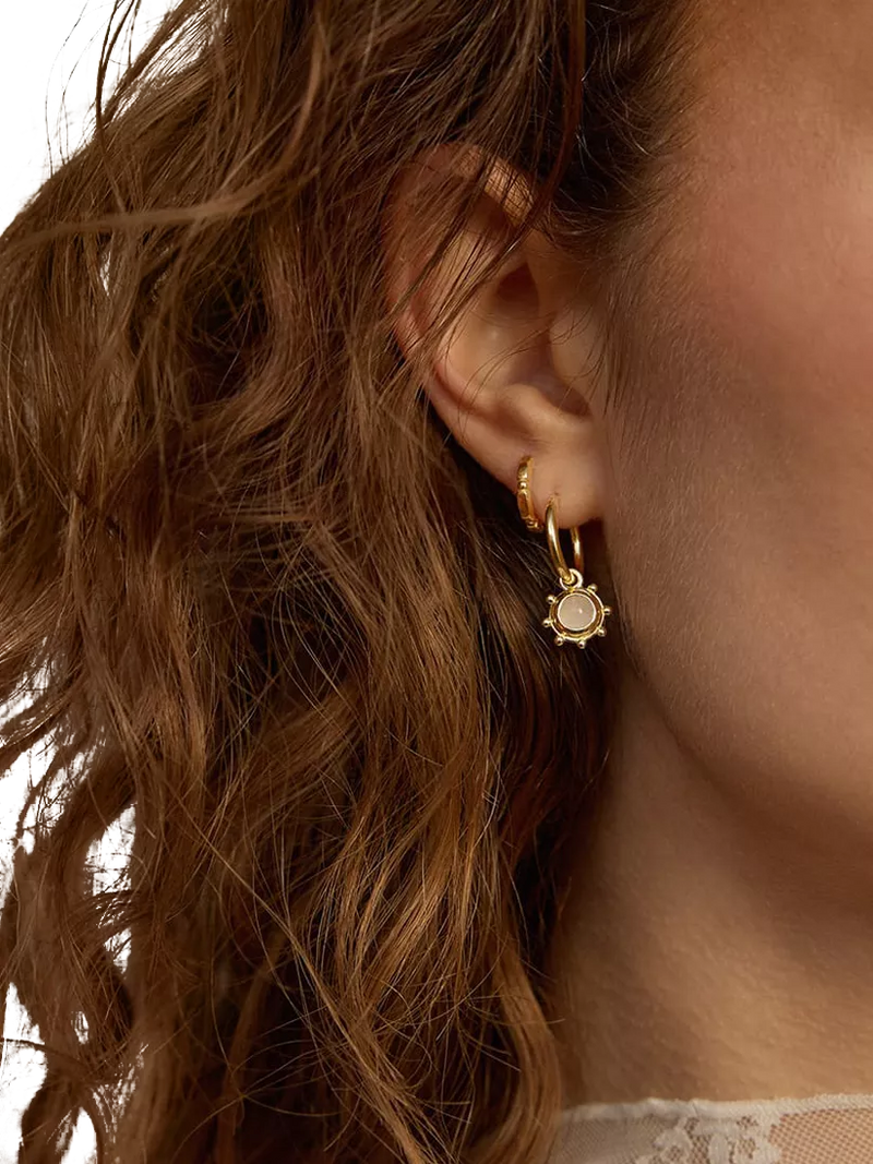 Daisy London rose quartz hoop earrings, imported from the UK