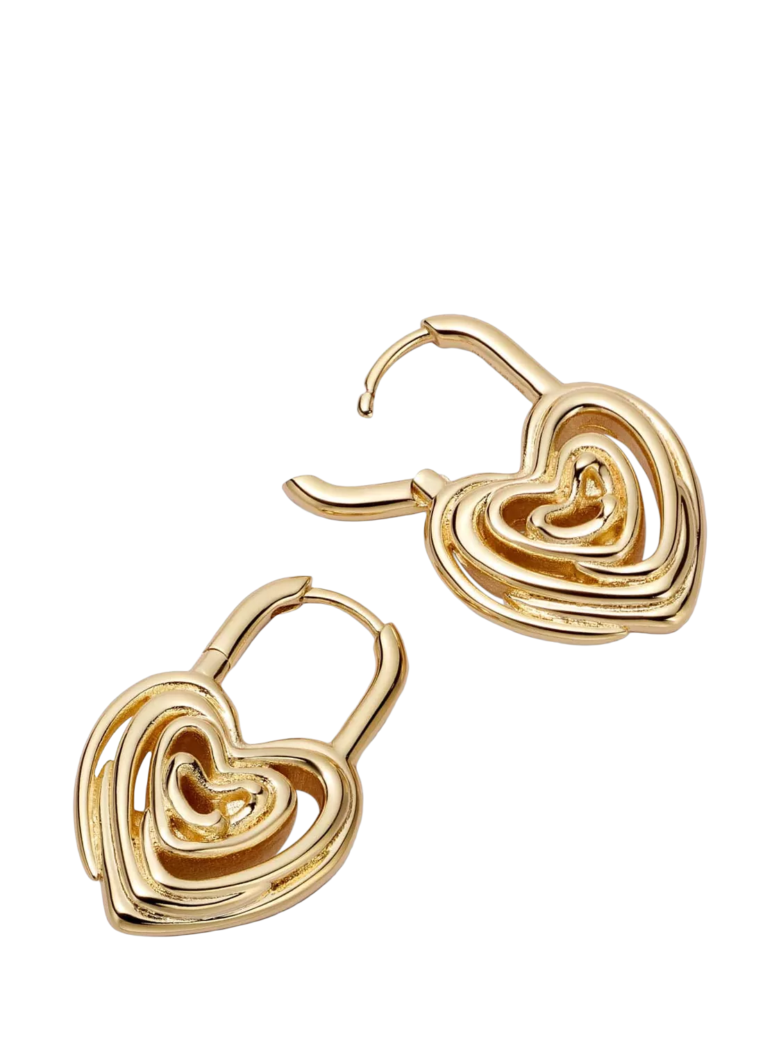 Daisy London 18ct gold plated scribble heart hoop earrings (British brand)